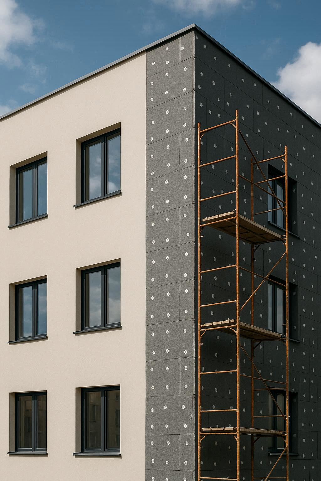 Chantier isolation thermique par l'extérieur ITE